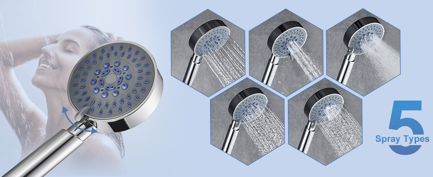 Змішувач для ванни з душем (хром) з 3 режимами, набір для ванної кімнати (Bs102)