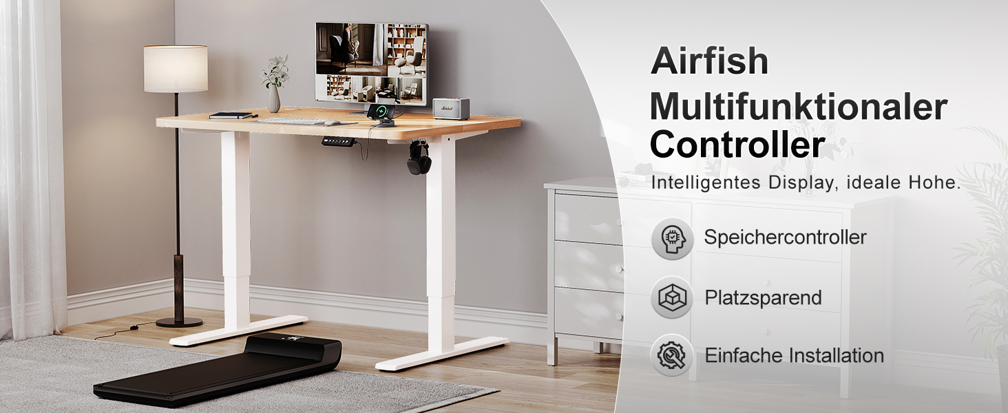 Дитячий електричний стіл Airfish 80x60/140x60 см з регулюванням висоти та функцією пам'яті | Стіл для дому/офісу