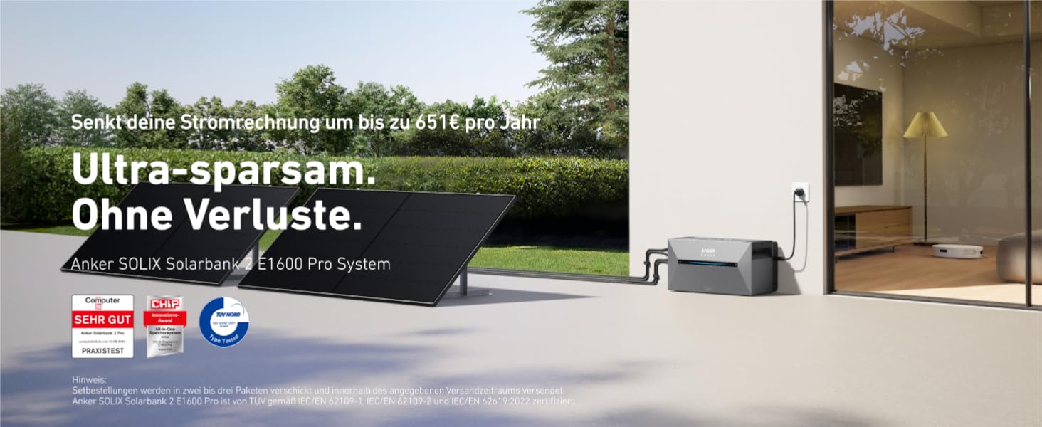 Сонячна електростанція Anker SOLIX для балкону (1780W | 3200Wh) з акумулятором Solarbank 2 E1600 Pro (1600Wh) та розширювальним акумулятором BP1600 (1600Wh), 4 панелі RS40T (445W), підставка, 4 MPPT, 1000W AC, Plug&Play