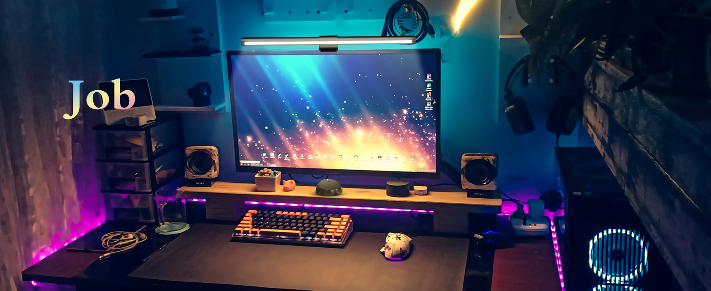 LED лампа для монітора з USB та сенсорним керуванням, захист від синього світла, регулювання яскравості та кольорової температури, настільна лампа для комп'ютера