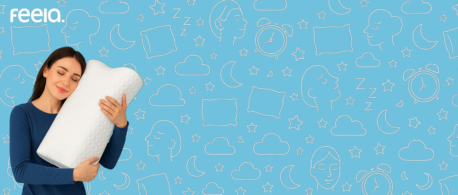 Ортопедична подушка Feela® для сну та підтримки шиї [3 ступені жорсткості] - Знімає біль у шиї та плечах, покращує якість сну та підтримує хребет | Регульована висота Подушка 60x40 см (середня жорсткість) 60x40 см - Середня
