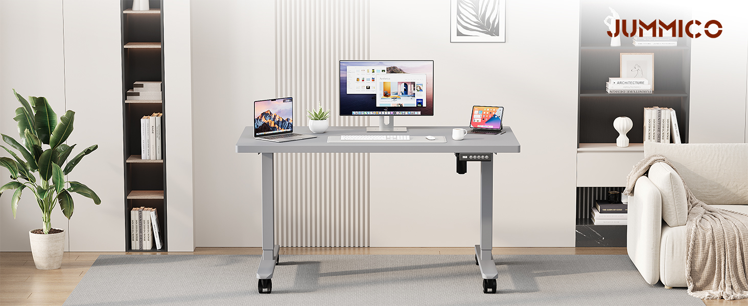 Столешниця JUMMICO для столу з регулюванням висоти, з потужними моторами, 3-ох пам'ять, для сидіння та стояння (білий), 100 x 160 см