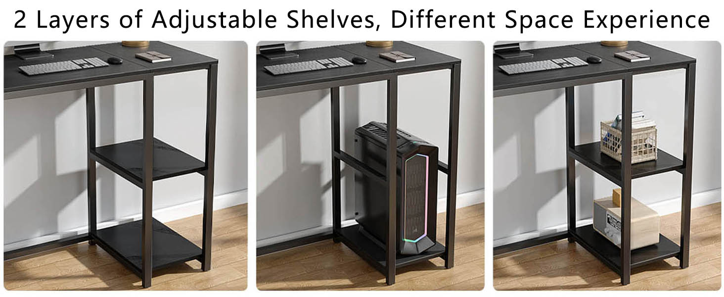 Комп'ютерний стіл WOHOMO білий 100см з місцем для зберігання, стіл для ПК в домашній офіс, білий (60 x 120 см, чорний)