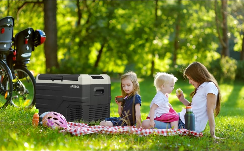 Автомобільний компресор-холодильник Arebos 35л з Wi-Fi та USB: електрохолодильник для авто, кемпінгу, вантажівки (-20°C, 12/24V/230V)