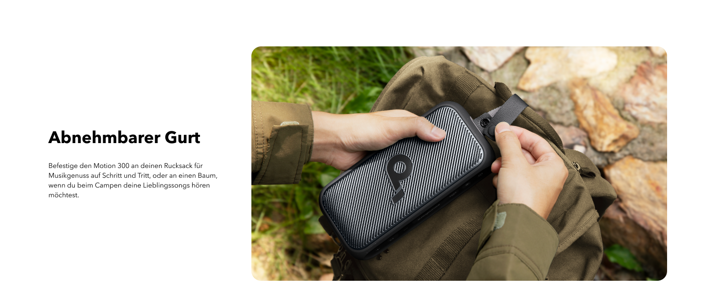 Soundcore Motion 300: Бездроковий портативний Bluetooth-динамік з BassUp, SmartTune, 30W, 13h, IPX7, для дому, саду, кемпінгу та подорожей (Чорний)