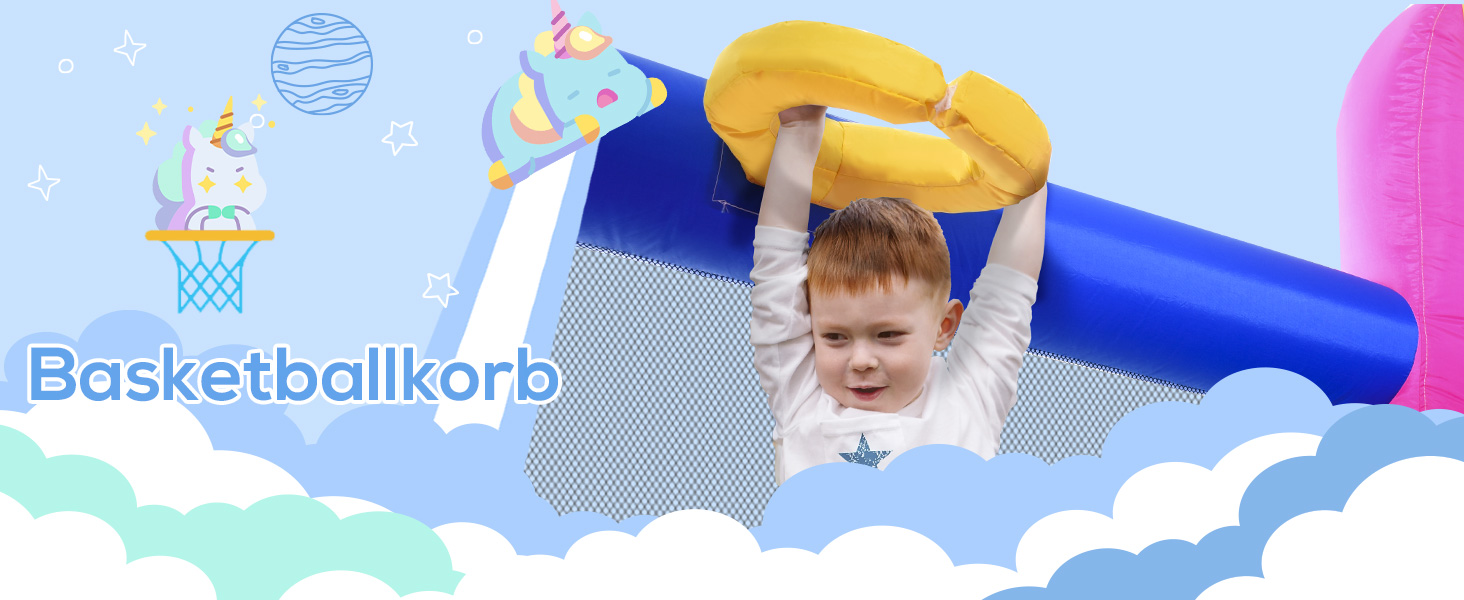 Надувний замок Outsunny 5-в-1 з гіркою, басейном та баскетбольним кільцем для дітей 3-8 років, 360x305x210 см