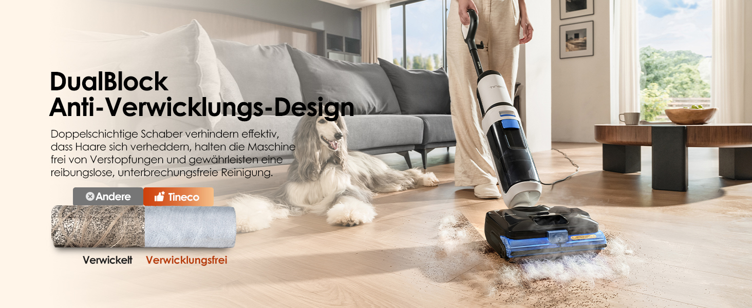 Tineco Floor One S6 Stretch Steam: Волого-сухий пилосос для твердих підлог з функцією пари, 22000 Па, Anti-Tangle, Flashdry 85°C, 50 хв роботи, для шерсті тварин