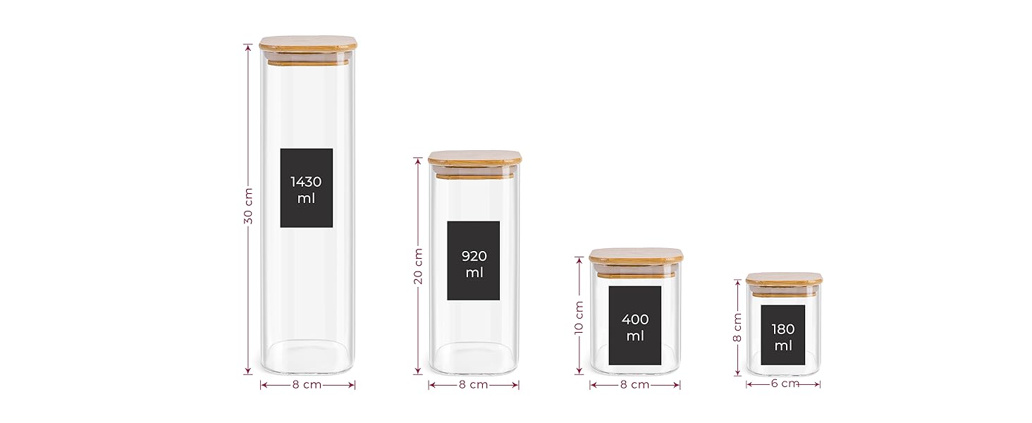 Скляні банки для зберігання кухонних продуктів: 8 шт. по 400 мл та 4 шт. по 920 мл, з кришкою, міцні