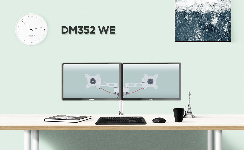 Підставка для монітора Duronic DM35V2X1 на 2 комп'ютери | Вертикальна підставка для двох моніторів з регулюванням, VESA 75 100, для офісу та дому
