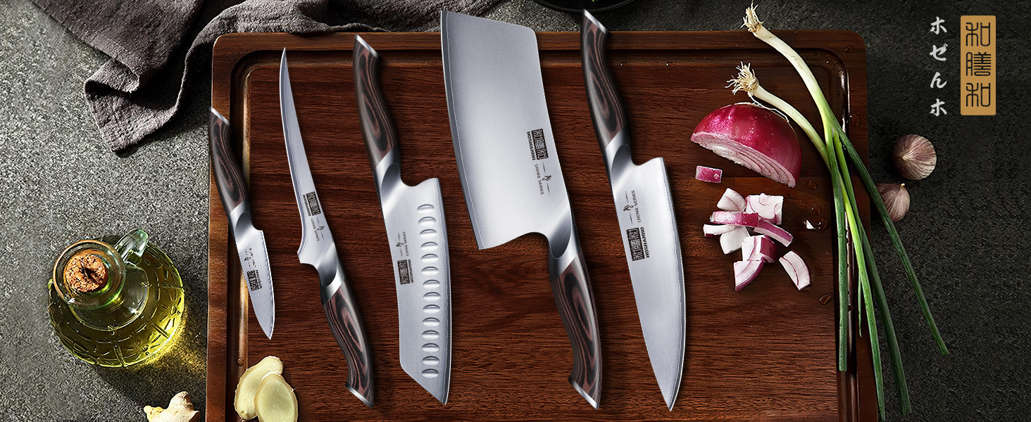 Набір кухонних ножів HOSHANHO: професійний шеф-ніж, ніж для нарізки, з нержавіючої сталі, 18 см, ергономічна ручка, подарункова коробка