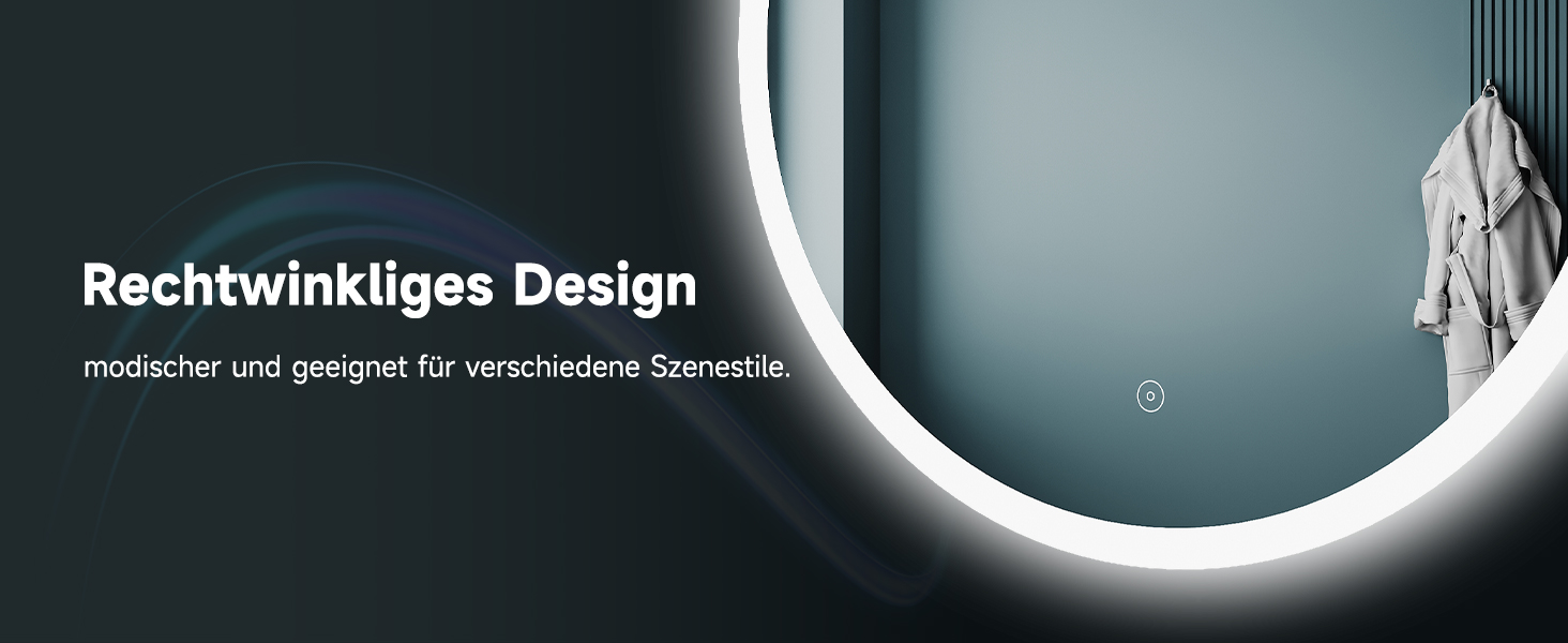 Дзеркало для ванної кімнати SONNI LED з підсвічуванням 80x60 см, прямокутне, біле