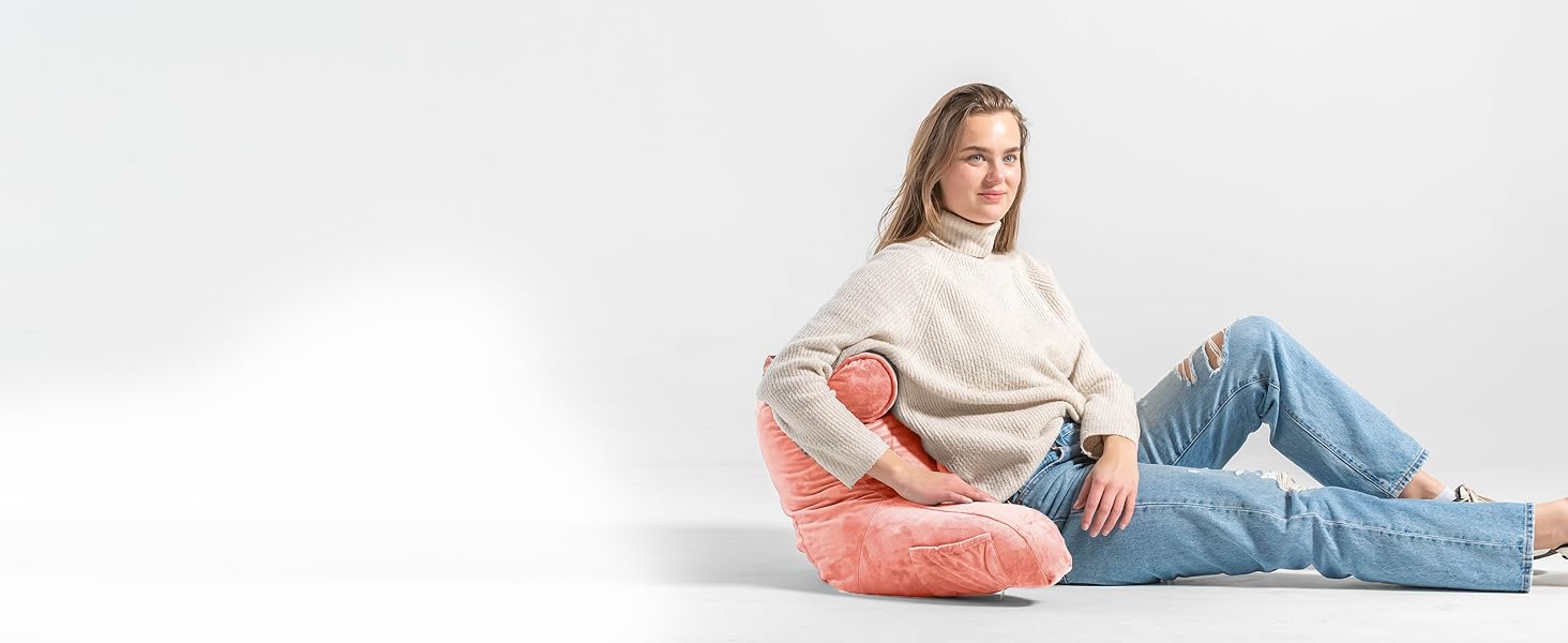 Подушка для читання Ella Lesekissen для ліжка та дивана з знімною подушкою для шиї - подушка для спини для ліжка. Подушка для читання з піною з пам'яті з підлокітниками, ідеально підходить для читання, перегляду телевізора, відпочинку або як спинна підтримка (Рожевий)