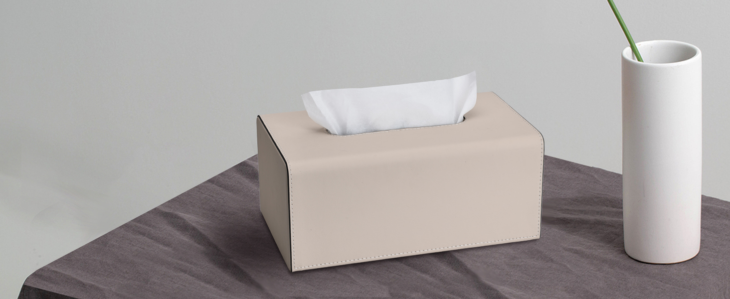 Склянка для серветок з PU шкіри, сіра, прямокутна - KINGFOM | для офісу, авто, дому