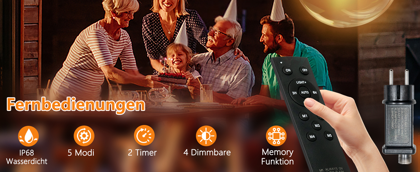 LED гірлянда для зовнішнього використання, G40 лампочки, ABS пластик, сонячна, вологостійка, для романтичного декору саду та балкону (24V, 20M, 33 лампочки)