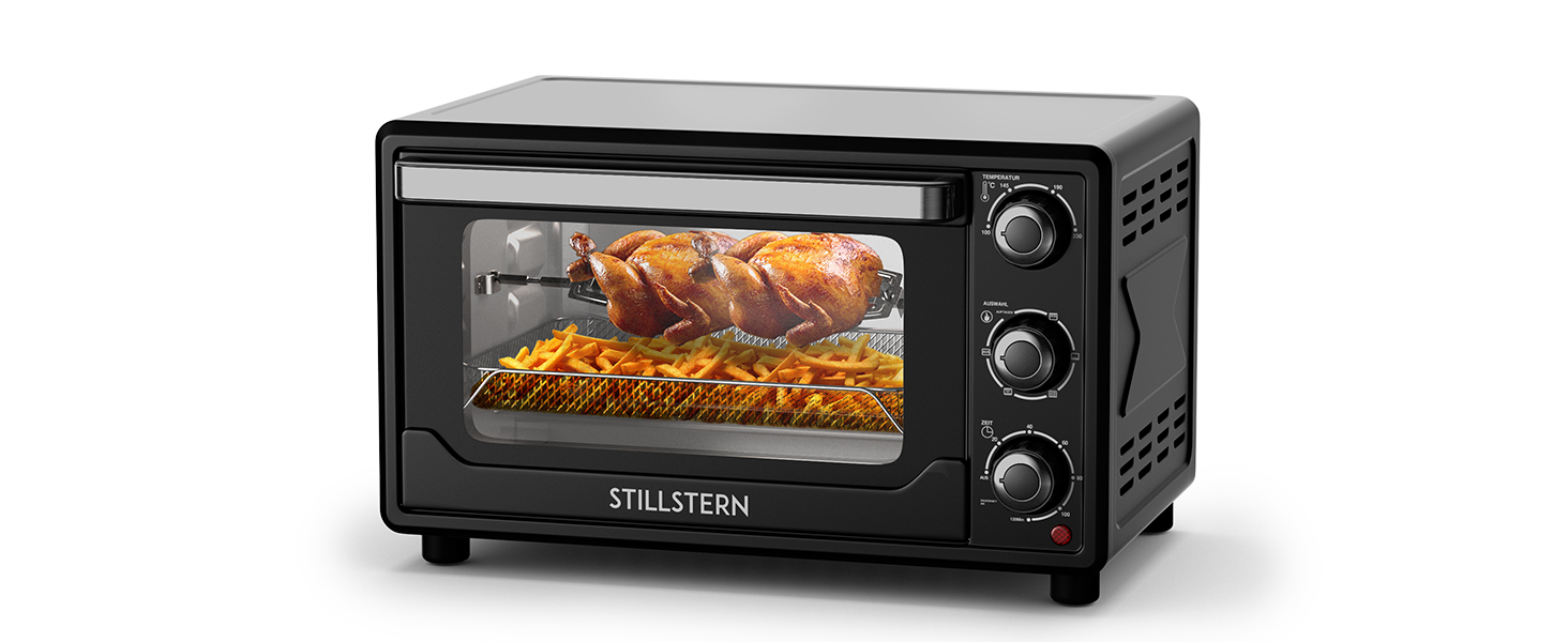 Міні-піч Stillstern Cyclone Pro+ 25L з конвекцією: духовка для приготування тостів, піци, гриля, з антипригарним покриттям, для кемпінгу