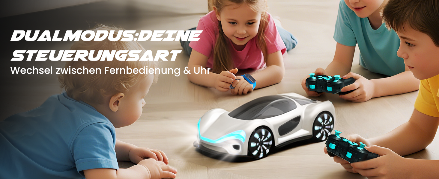 SIMREX RC Автомобіль 360° Дрифт Stunt Авто на радіокеруванні з LED підсвіткою дисків та туманом, 2.4GHz для дітей та дорослих від 6 років, подарунок на день народження, білий