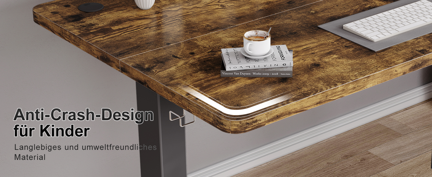 Дитячий стіл Airfish з регулюванням висоти 80x60 см, електричний, з функцією пам'яті. Стол для дому/офісу, стоячи/сидячи. Колір: Коричневий.