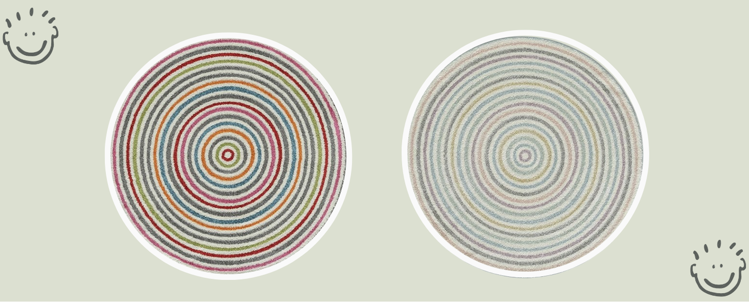 Сучасний м'який дитячий килим, М'який ворс, Легкий у догляді, стійкий до фарбування, яскраві кольори, круглий, пастельний