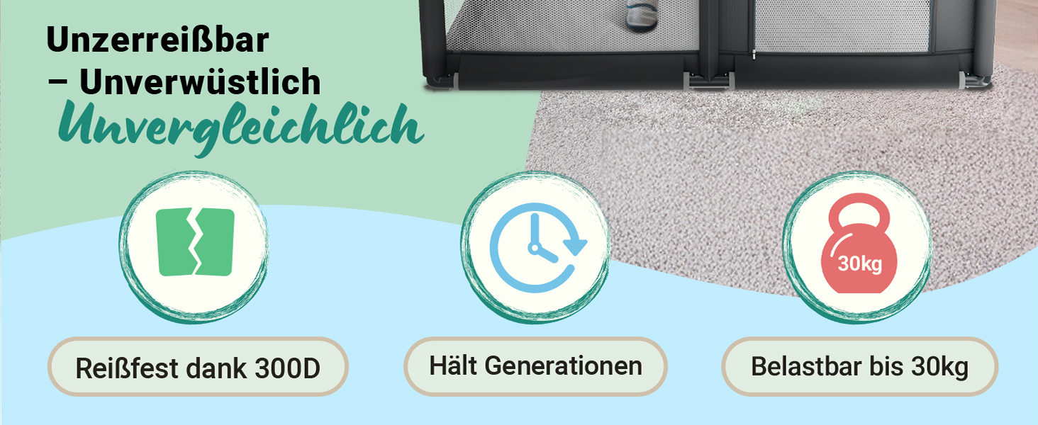 Дитячий манеж Laufstall – [НОВИНКА 2025] – Дитячий манеж, ігровий майданчик, огорожа для дитини, манеж для дітей, Play Pen – [Перевірено в лабораторії] – Дихаючий матеріал, повністю оббитий - 130x130 см