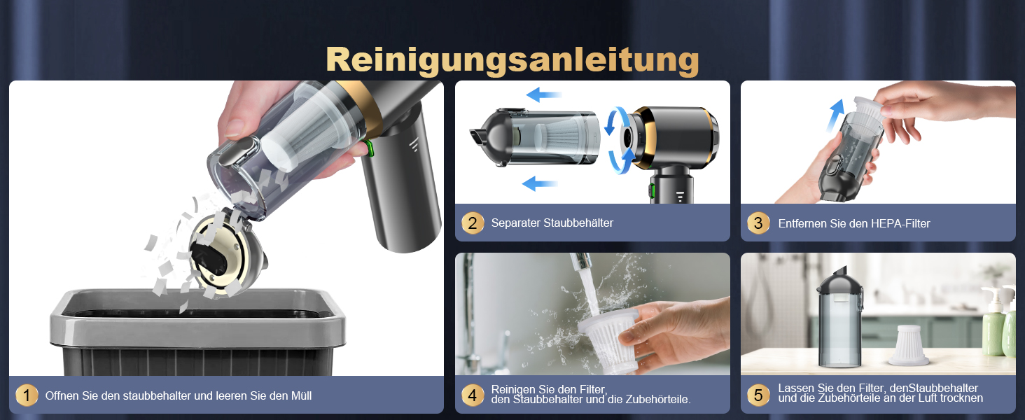 Акумуляторний ручний пилосос 4-в-1 для авто та дому, безщітковий двигун 28000Па, 3 режими потужності, міні-пилосос для офісу та кухні