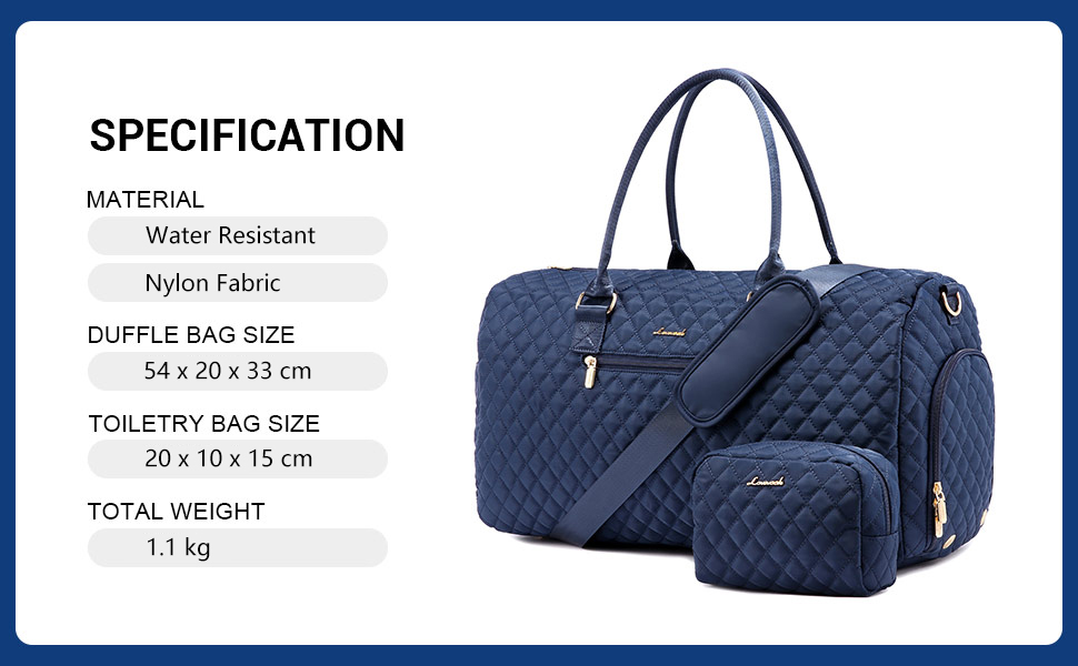 Спортивна сумка OVEVOOK для подорожей, жіноча, Weekender, сумка для вихідних, Kiniktasche, сумка для пологів з косметичкою, відділення для взуття та мокрого одягу, водонепроникна, Gym Bag, ручна поклажа для авіаперельотів, чорна (L, Морська хвиля)