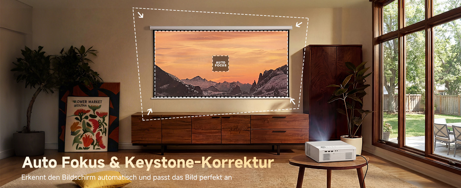 4K Smart проєктор KOGATA з Wi-Fi та Bluetooth, HDR10+, Автофокус, 6D Keystone. Підтримка Netflix, Dolby Audio. Для дому та вулиці, білий.