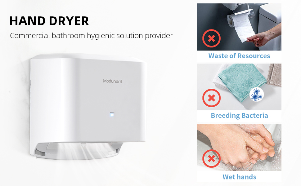 Автоматичний електричний сушар для рук настінний, компактний, для дому та комерційного використання (білий)