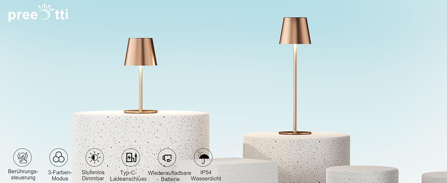 LED настільна лампа бездротова з акумулятором, диммируемая 2 шт. з 3 колірними температурами, плавне регулювання, сенсорна лампа з USB-C зарядкою для відпочинку на природі, приліжкові, обідній стіл, кемпінг (чорний) 2 шт. Чорний-2 шт.