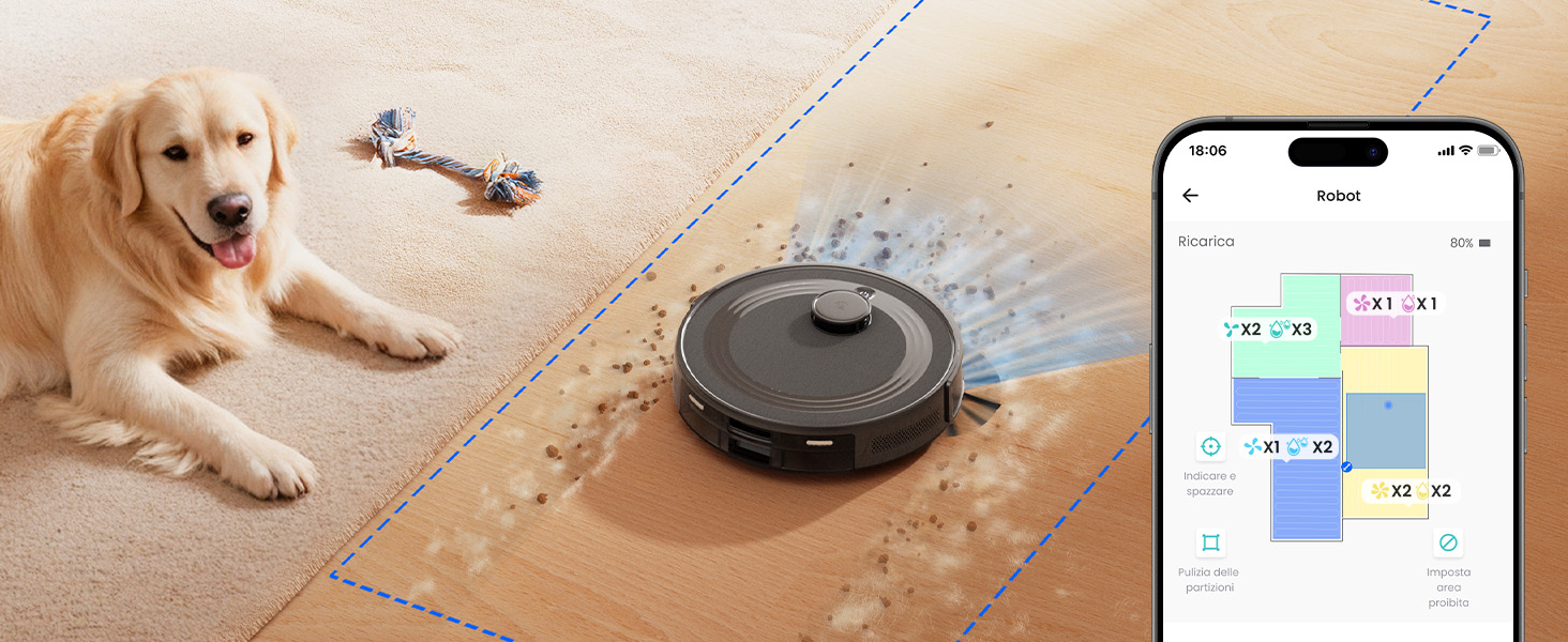 Робот-пилосос LEFANT M2 Plus з картографією, лазерною навігацією, 6000Pa, WiFi/App/Alexa, чорний