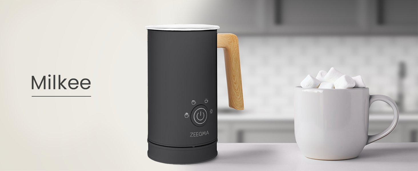 Електричний спінювач молока ZEEGMA MILKEE, 500 Вт, 650 мл, для капучино, лате, какао, антипригарне покриття, сенсорне керування (Чорний)