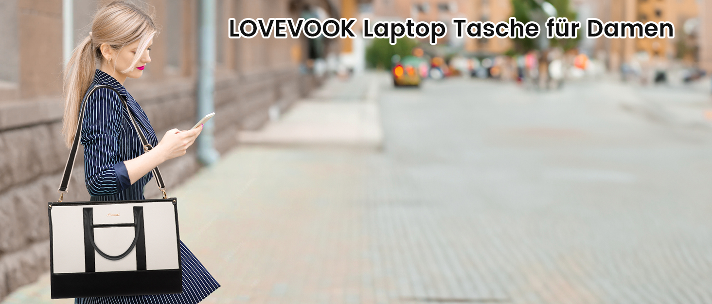 Сумка для ноутбука LOVEVOOK, 17 дюймів, чорно-бежева: водонепроникна, для роботи, навчання, офісу, універсітету, з відділенням для ноутбука