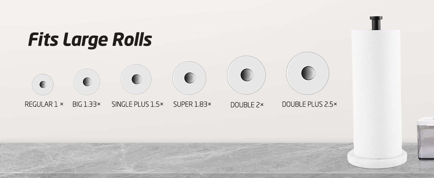 Тримач для паперових рушників KES з мармуру та нержавіючої сталі SUS304, підстільний, чорний, 14 см