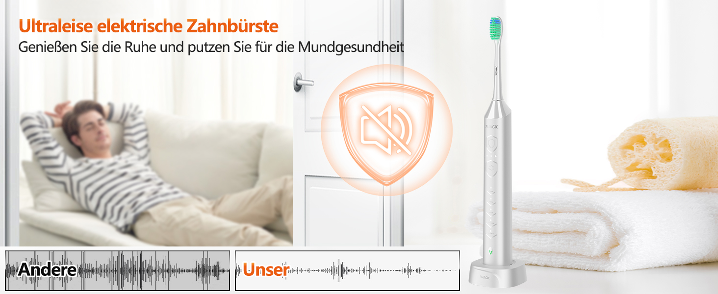 Електрична звукова зубна щітка Ritter Weisse з 5 режимами, таймером та акумулятором на 90 днів