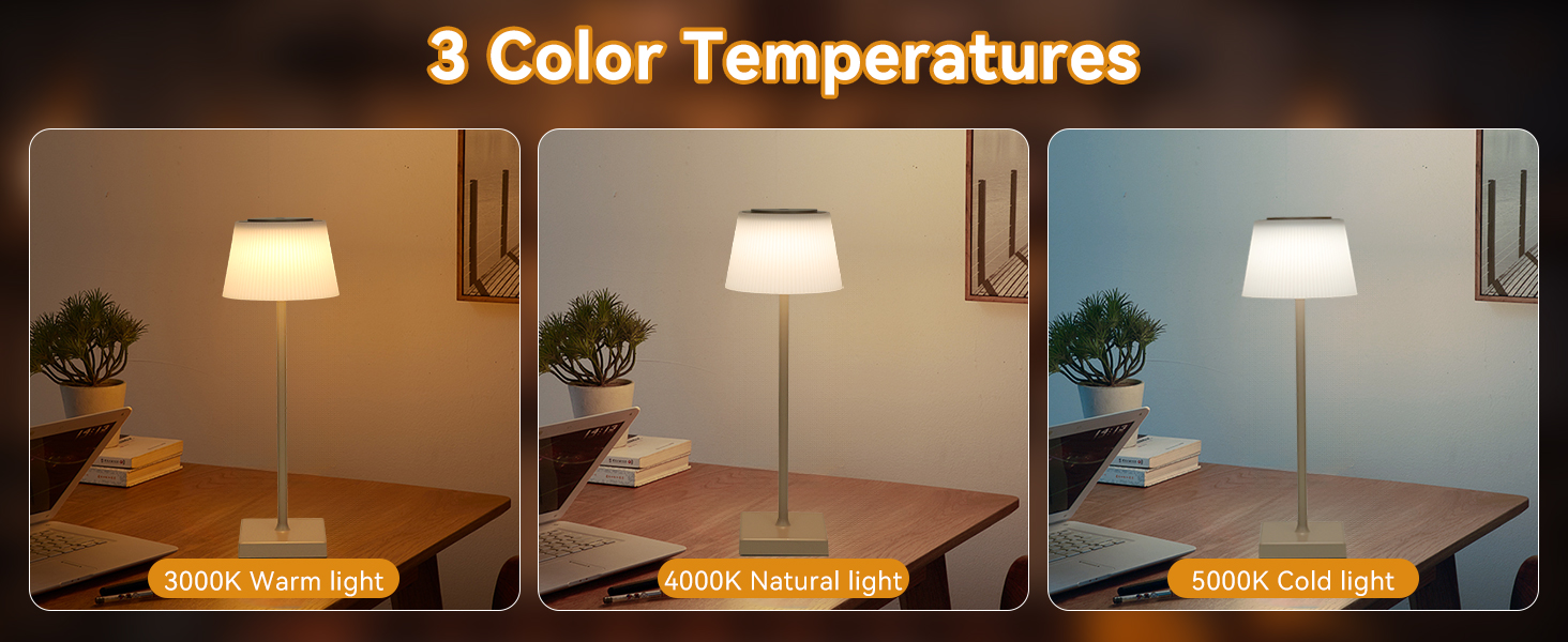 Aigostar LED акумуляторна настільна лампа бездротова, торшер з сенсорним керуванням, 3 режими кольору, IP54 вологозахист, для дому та саду (Світло-коричневий)