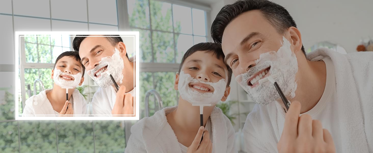 Дзеркало для ванної кімнати SONNI з підсвічуванням 80x60 см, 3 кольори світла, проти запотівання, LED, сенсорне керування, годинник, температура, 3x збільшення