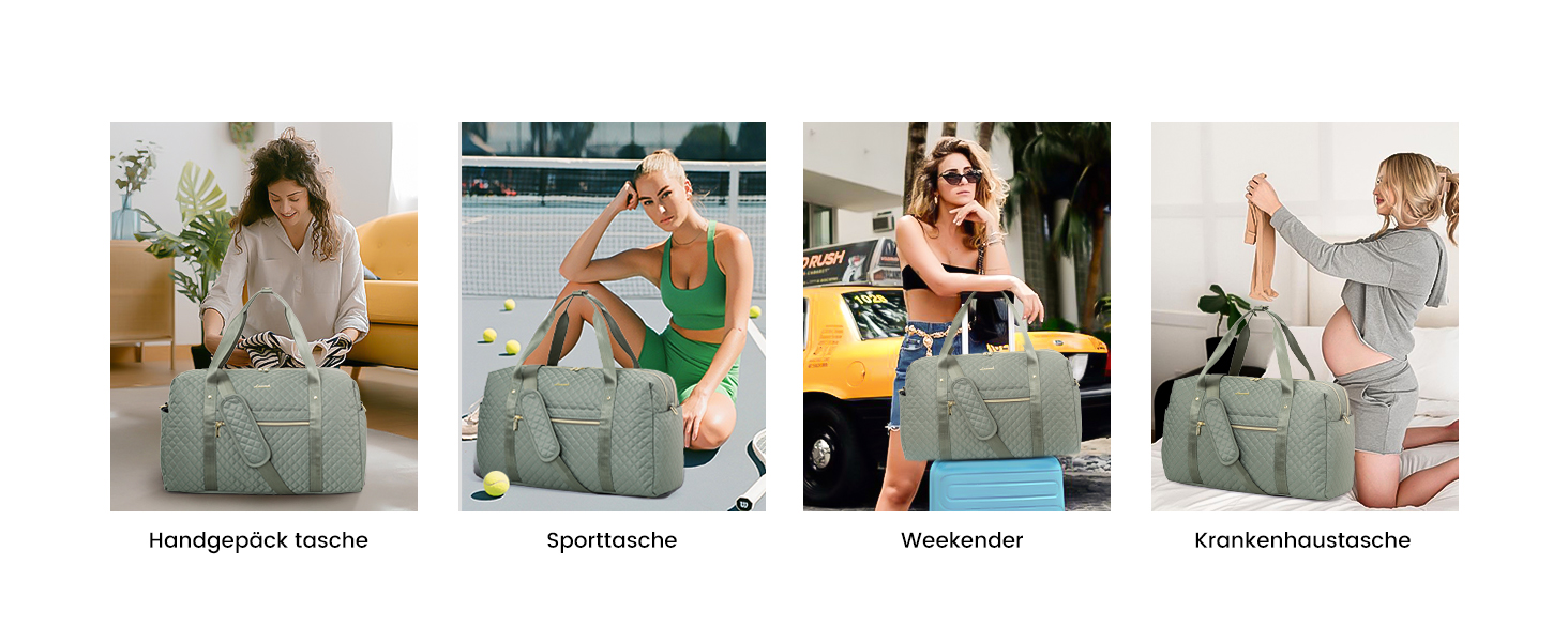 Спортивна сумка LOVEVOOK для жінок з відділенням для ноутбука, 35L, сіро-зелений колір