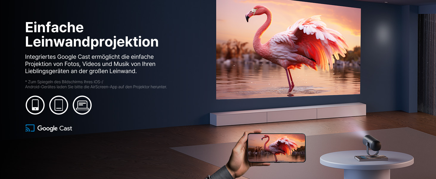 Портативний проєктор Dangbei Freedo з акумулятором, 450 ISO люмен, Google TV & Netflix, Dolby Audio, 1080P, HDR10, 165° нахил, Smart проєктор з WiFi & Bluetooth для дому та відпочинку на природі, 2,5 години роботи, з чохлом