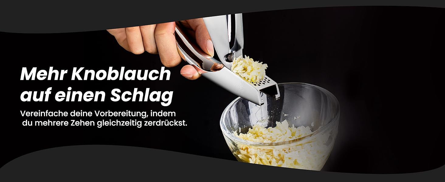 Прес для часнику та імбиру з нержавіючої сталі | Без очищення | Легко миється | 5 років гарантії | Для дрібного подрібнення