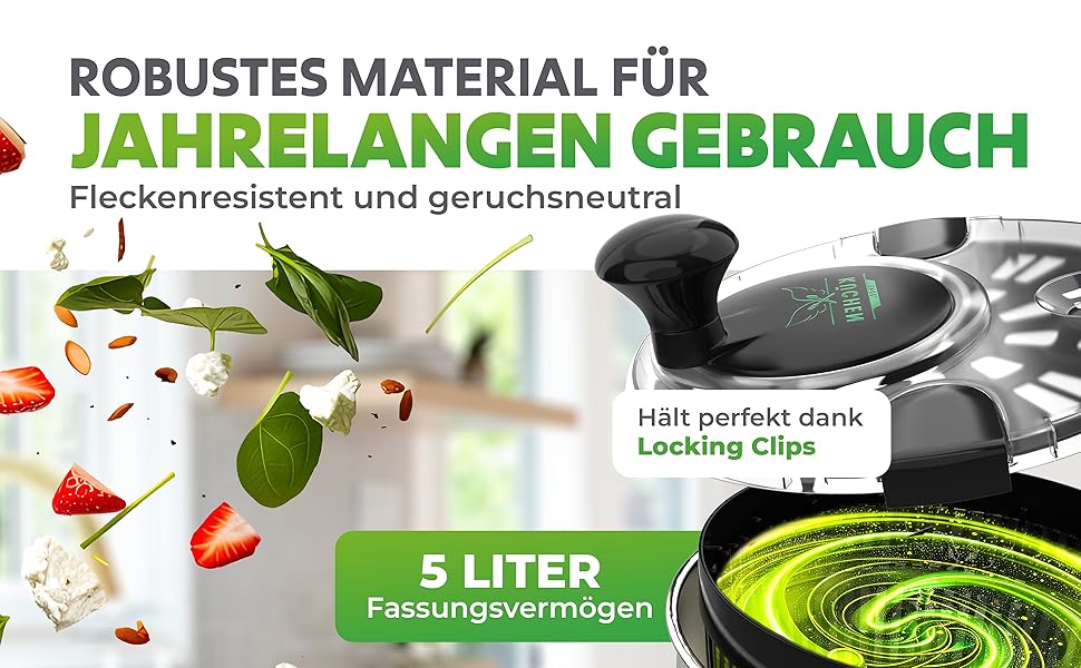 Салатниця-швидкоочисник з нержавіючої сталі, 5л [з мискою та бамбуковим приладдям]