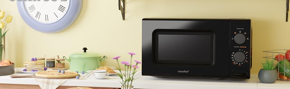 Мікрохвильова піч Comfee CM-M202CC(BK) 20 літрів, 700 Вт, чорна - з розморожуванням та 5 рівнями потужності