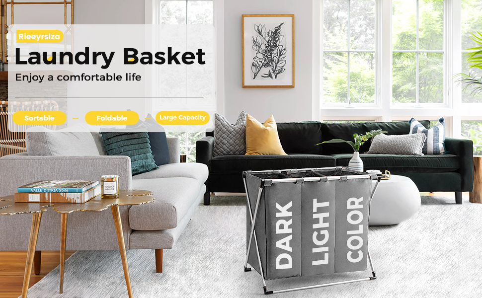 Сортувальник для білизни Oxford Trio з 3 відділеннями (102L), сірий | Кошик для білизни, контейнер для брудної білизни