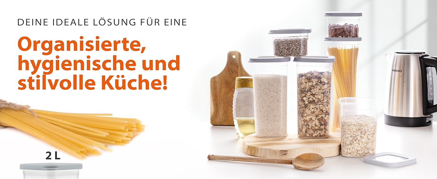 Набір контейнерів для зберігання продуктів [12 шт] Anthrazit, сірий - Складні, економія місця, 6x1000 мл