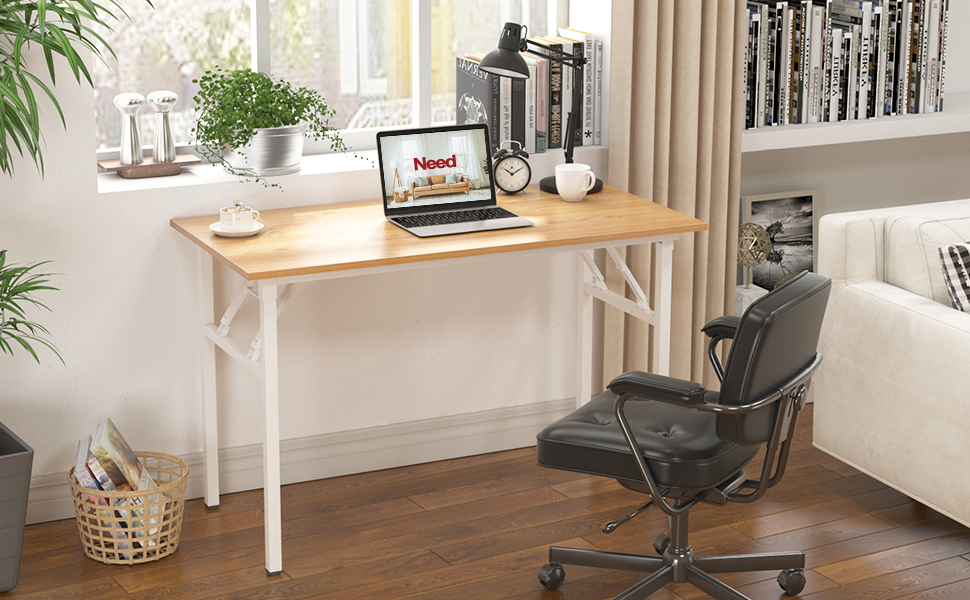 Складний стіл-трансформер 120x60 см: комп'ютерний, офісний, обідній - з дерева та металу, білий (тіковий відтінок)