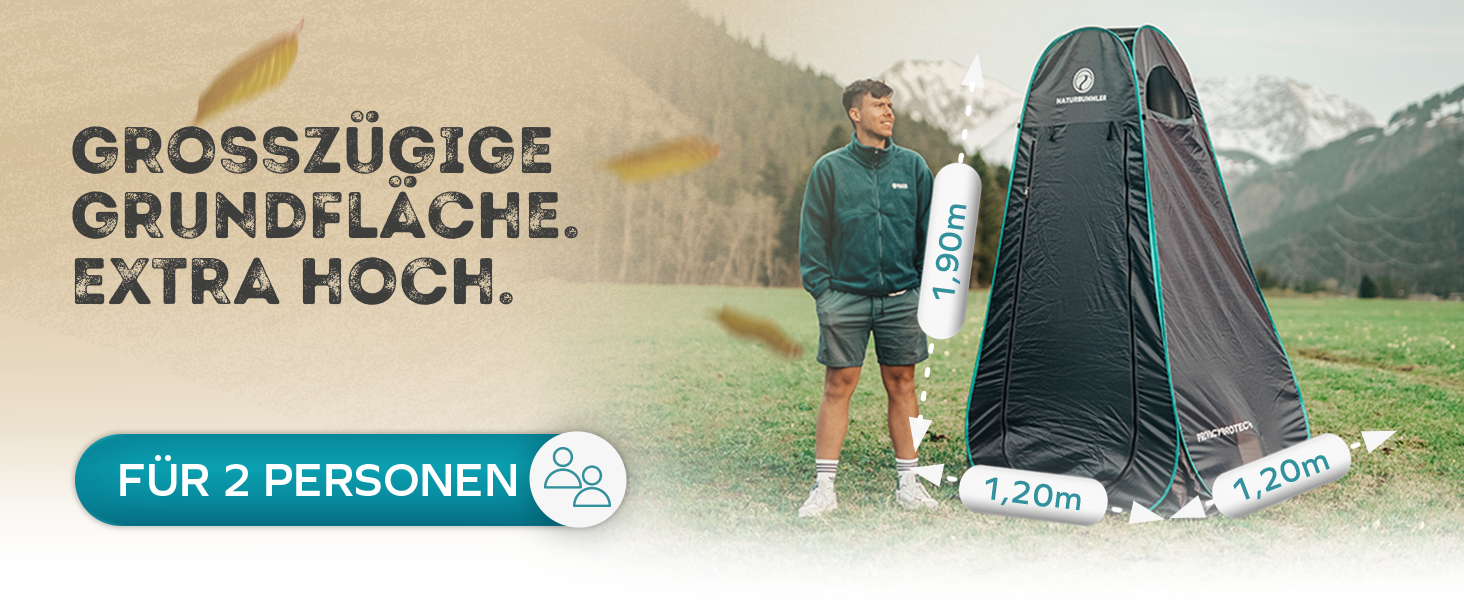 Намет для душу NATURBUMMLER Pop-Up з захистом приватності, водонепроникний, з 5 кишенями та підлогою (1,9 м) – мобільний туалетний намет, переодягальня, захист від погляду для кемпінгу, пляжу, відпочинку на природі