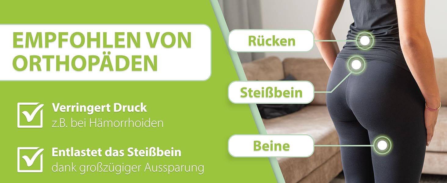 Ортопедичний сидіння кільце Feela® [3 ступені жорсткості] – подушка для геморою з отвором – після операції та пологів – сидіння для полегшення болю в куприку, подушка для геморою, сидіння-пончик – знімає біль (Medium) Чорний, Medium / Mittel (60-80 кг)