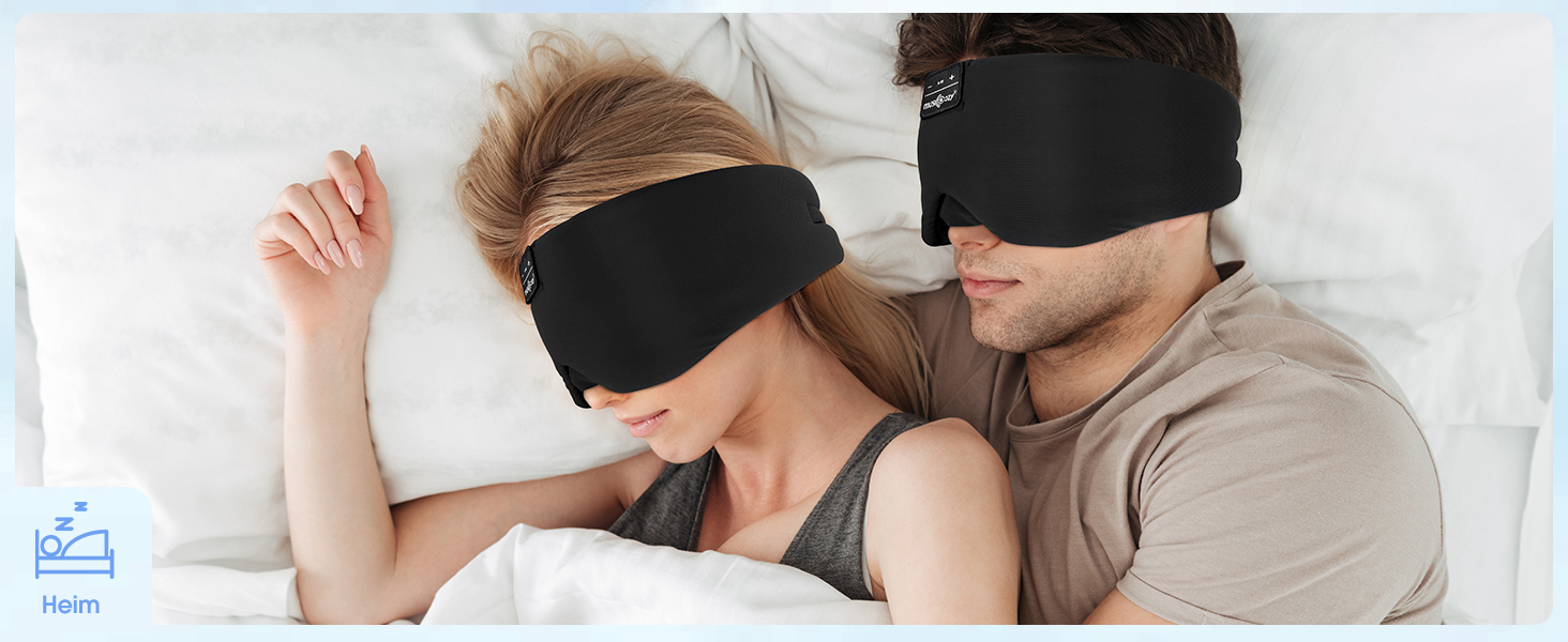 Маска для сну з Bluetooth навушниками, 100% затемнення, шовкова, для чоловіків та жінок, м'які навушники, Bluetooth маска для сну, подорожей (Чорний)