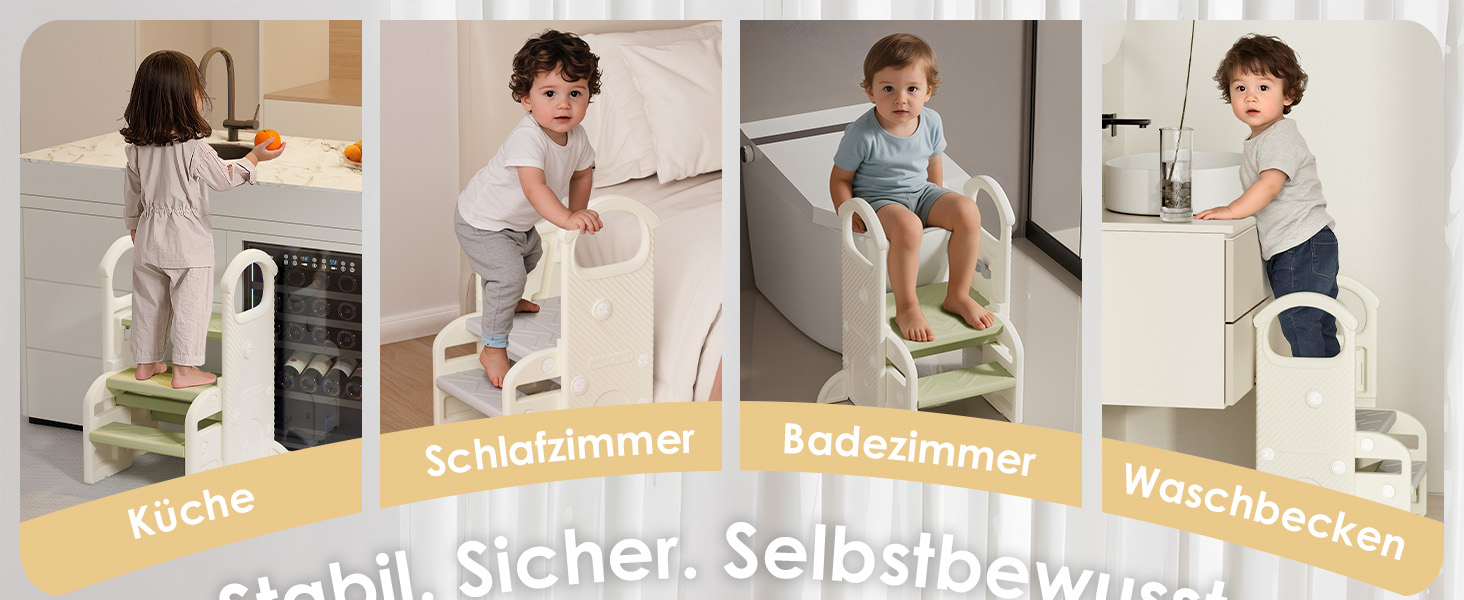 Дитячий тривалий стільчик Hoopyosms з регулюванням висоти, складний, з поручнями, антиковзкий, для ванної та кухні, сірий