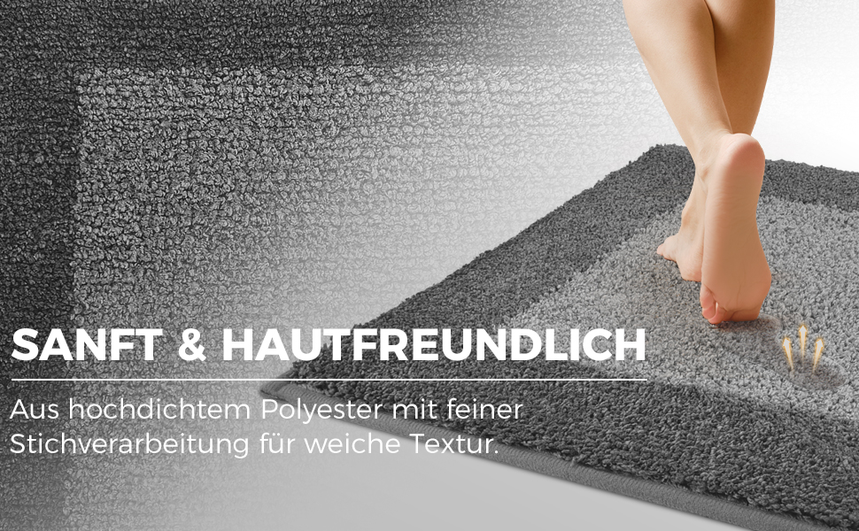 Килимок для ванної кімнати: неслизький, миючий, 50 x 76 см (сірий)