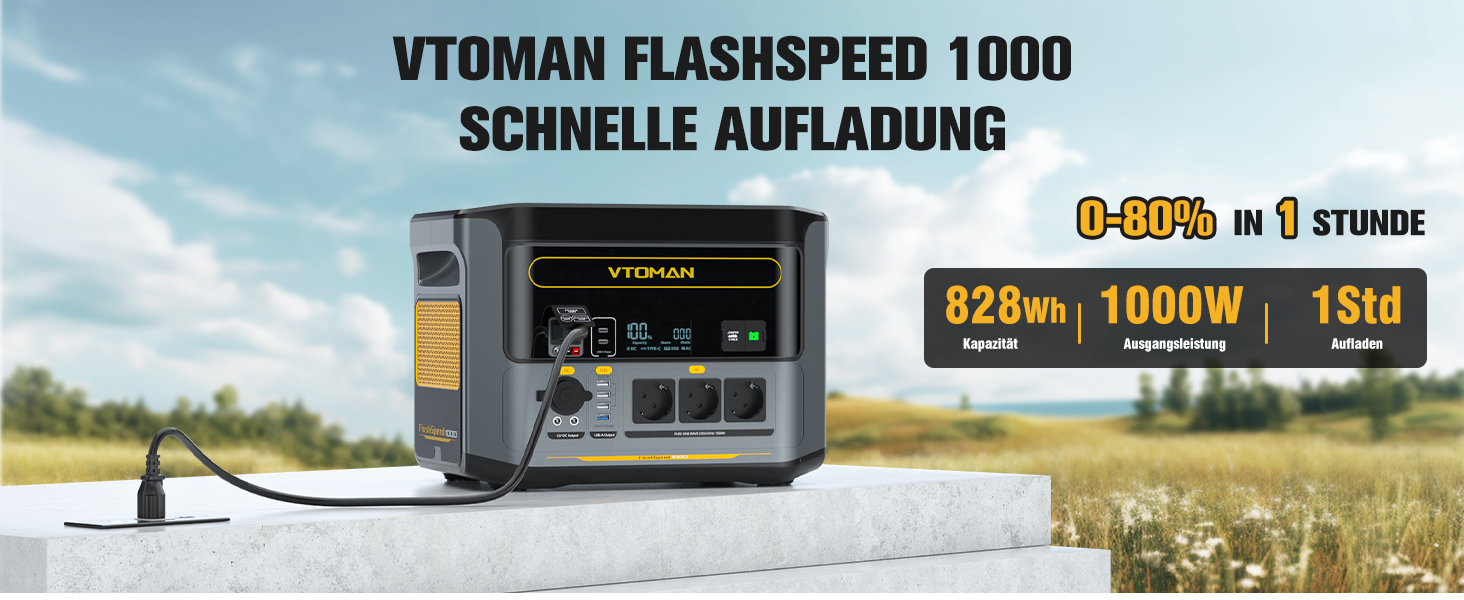 Електростанція VTOMAN FlashSpeed 1000 828Wh LiFePO4 з сонячною панеллю 220 Вт, 3x1000 Вт змінного струму, 100 Вт USB-C, ДБЖ