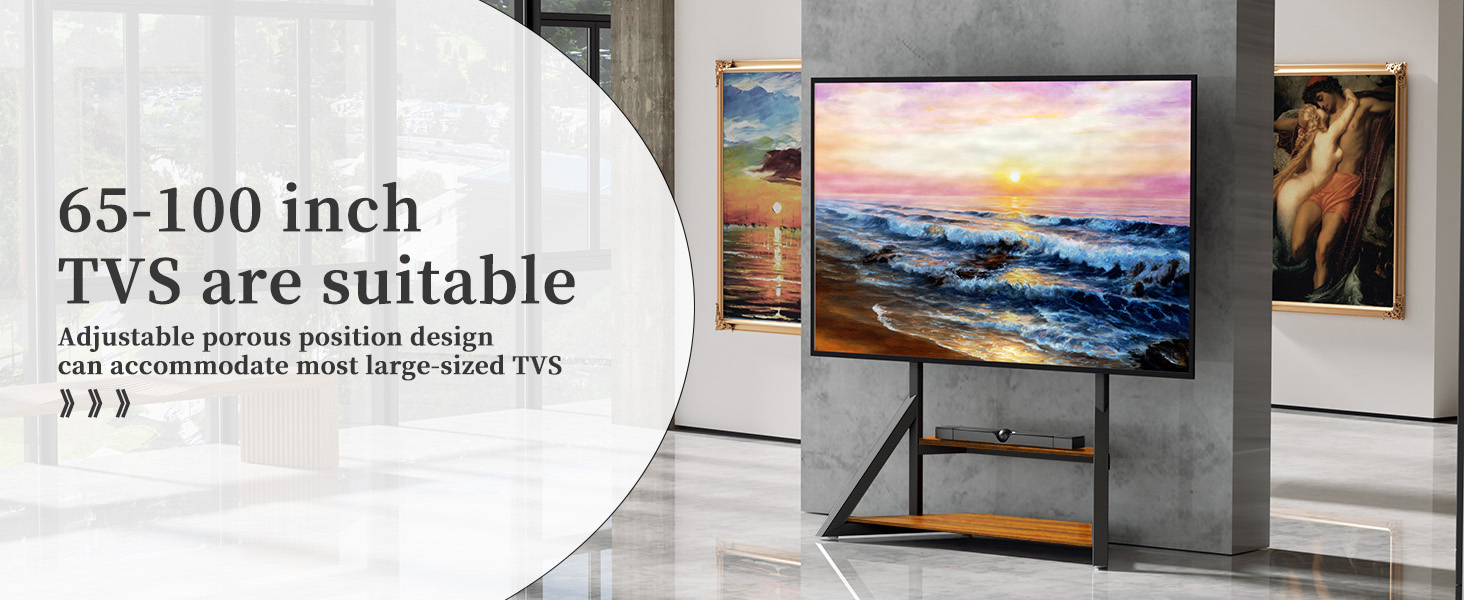 Стійка для телевізора Boden 65-100 дюймів з поличкою, чорна, VESA 800x600, модель VC-Z1188